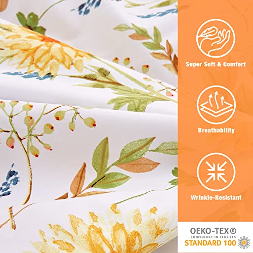 Image of JSD Boho Floral Printed Sheet Set Cal King Deep Pocket | 4 Piece Soft Botanical Microfiber Sheets, OEKO-TEX Certified, Easy Care