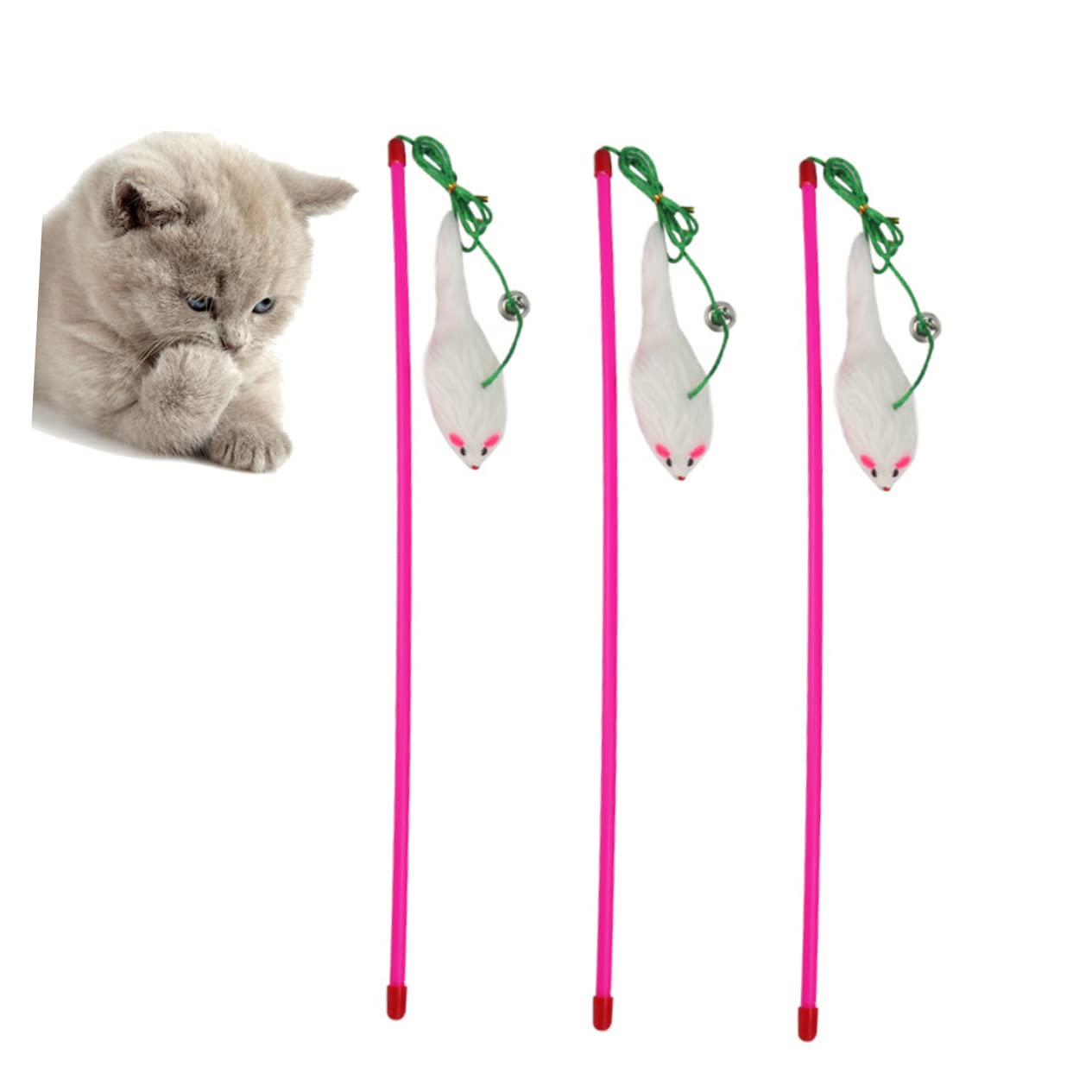 Happyyami 15 STK Katzen Zauberstab Spielzeug Katzen-Teaser-Zauberstab weiches Spielzeug interaktives stoffmaus e Plüschtier Katze- -
