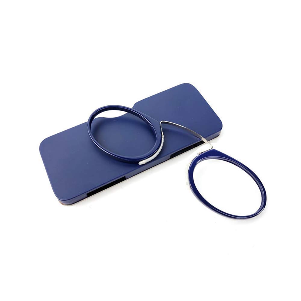 MMOWW Gafas de lectura unisex, Diseño de nariz de clip, Antideslizante, Compactas (Azul, +2.0)