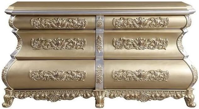 ACME Furniture 6 Drawers Wood Dresser, Gold