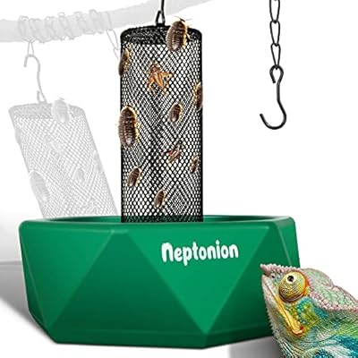 NEPTONION Hookable Chameleon Feeding Bowl Bugs Bar with Column for Prey to Climb and Move, Suitable for Lizard, Bearded Dragon, Iguana, Gecko, Toad, Frog
