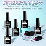 EBANKU Cat Eye Gel Nail Polish Set, 6 Colors Magnetic Glitter Gel Polish Spring Summer Neon Colors Red Pink Purple Blue Green with Magnet Velvet Kit Magnetic Nail Polish Gift for Women - Image 7