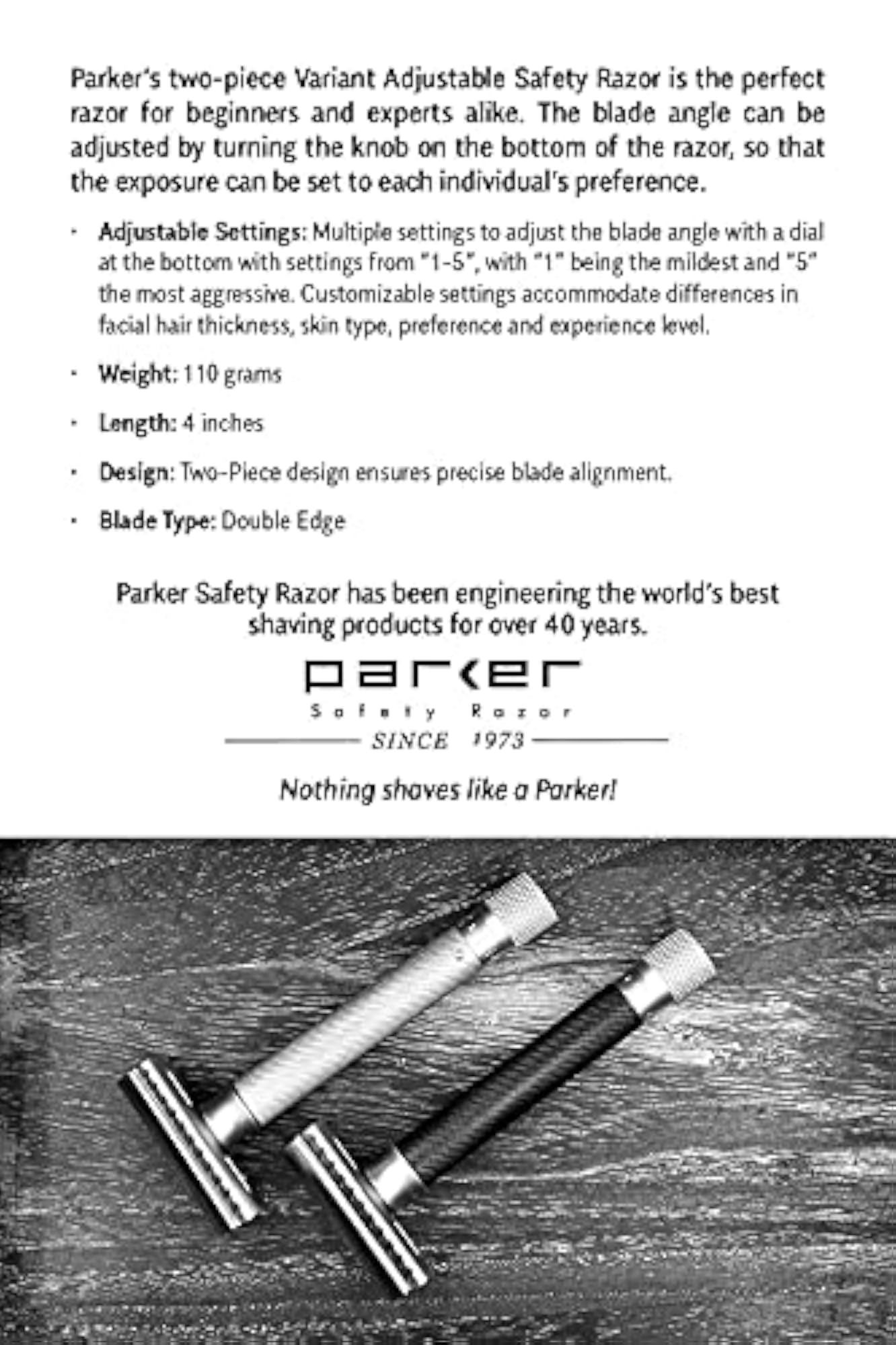 Variant Adjustable Double Edge Razor with 5 Blades