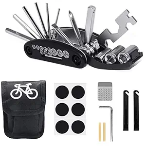 JIELUO Bike Repair Kit - 16 in 1 Multifunctional Bicycle Repair Tool Kit Bike Repair, Multifunctional Bike Tool with Patch Kit and Tire Levers