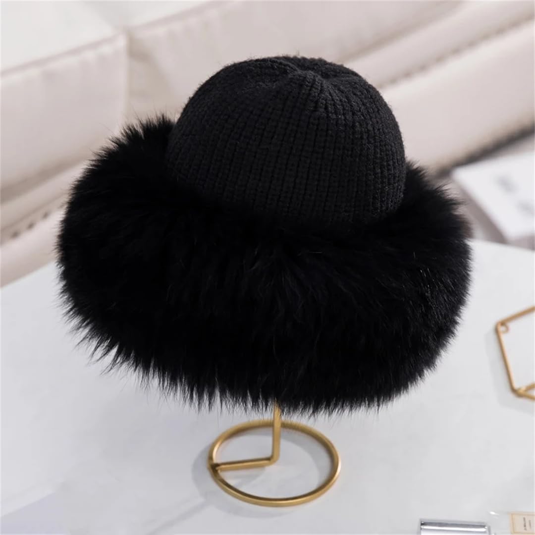 Cappelli in lana lavorata a maglia in finta pelliccia per le donne invernali spessi e caldi berretti morbidi berretti femminili