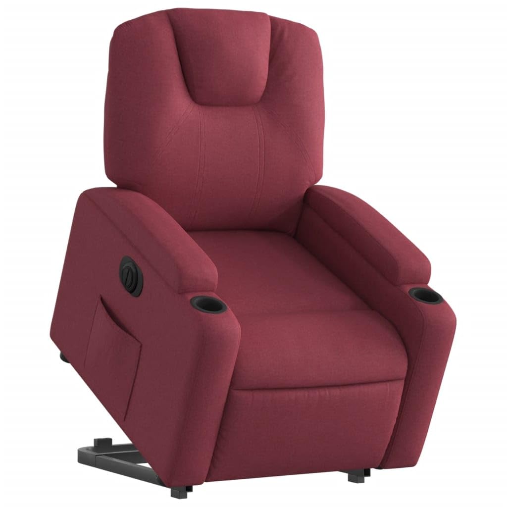 Homgoday Relaxsessel mit Aufstehhilfe Elektrisch Fernsehsessel Relaxsessel mit Liegefunktion, Aufstehsessel Seniorensessel Polstersessel Ruhesessel TV Sessel für Wohnzimmer Stoff Weinrot
