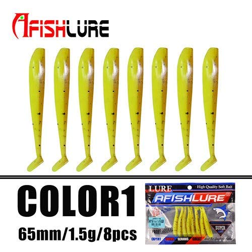 Afishlure T Soft Fishing Lure 65mm 1.5g Double Color Paddle Softs Bass