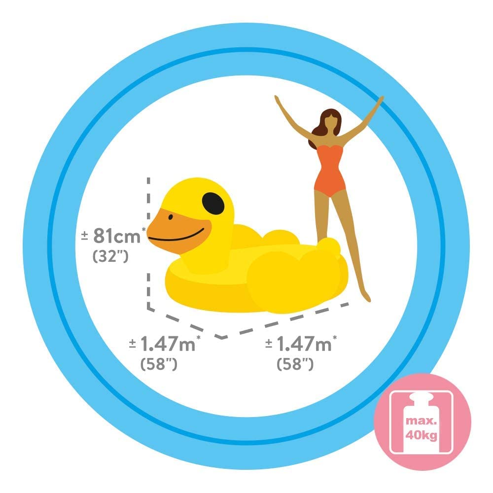 Intex 57556 57556NP Schwimmtier Gelbe Ente, Gelb/Bunt, Pequeño & 57558NP Reittier Flamingo Spielzeug, 147 x 140 x 94 cm