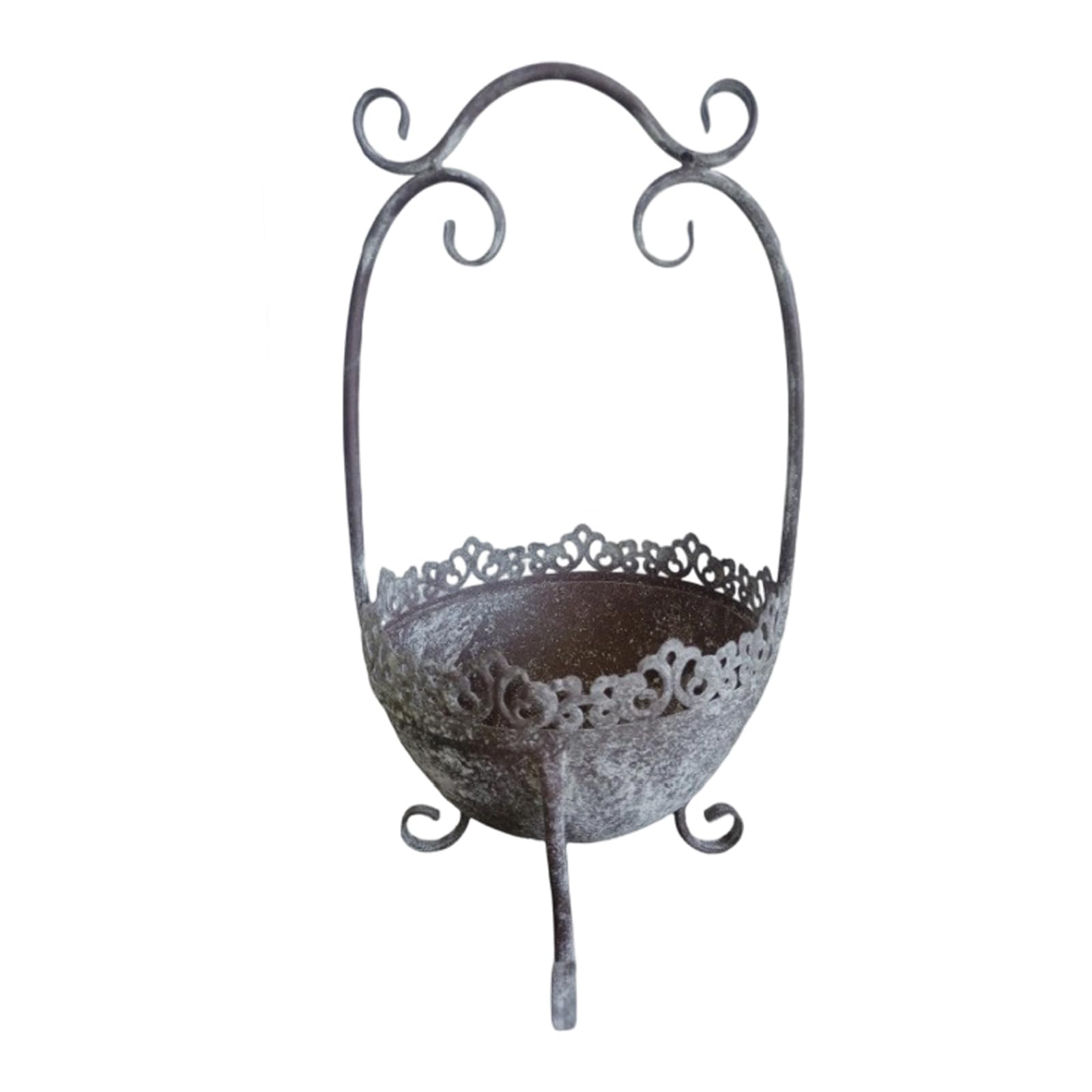 Panier en fer vieilli chic avec dentelle pour une decoration de table de haute qualite