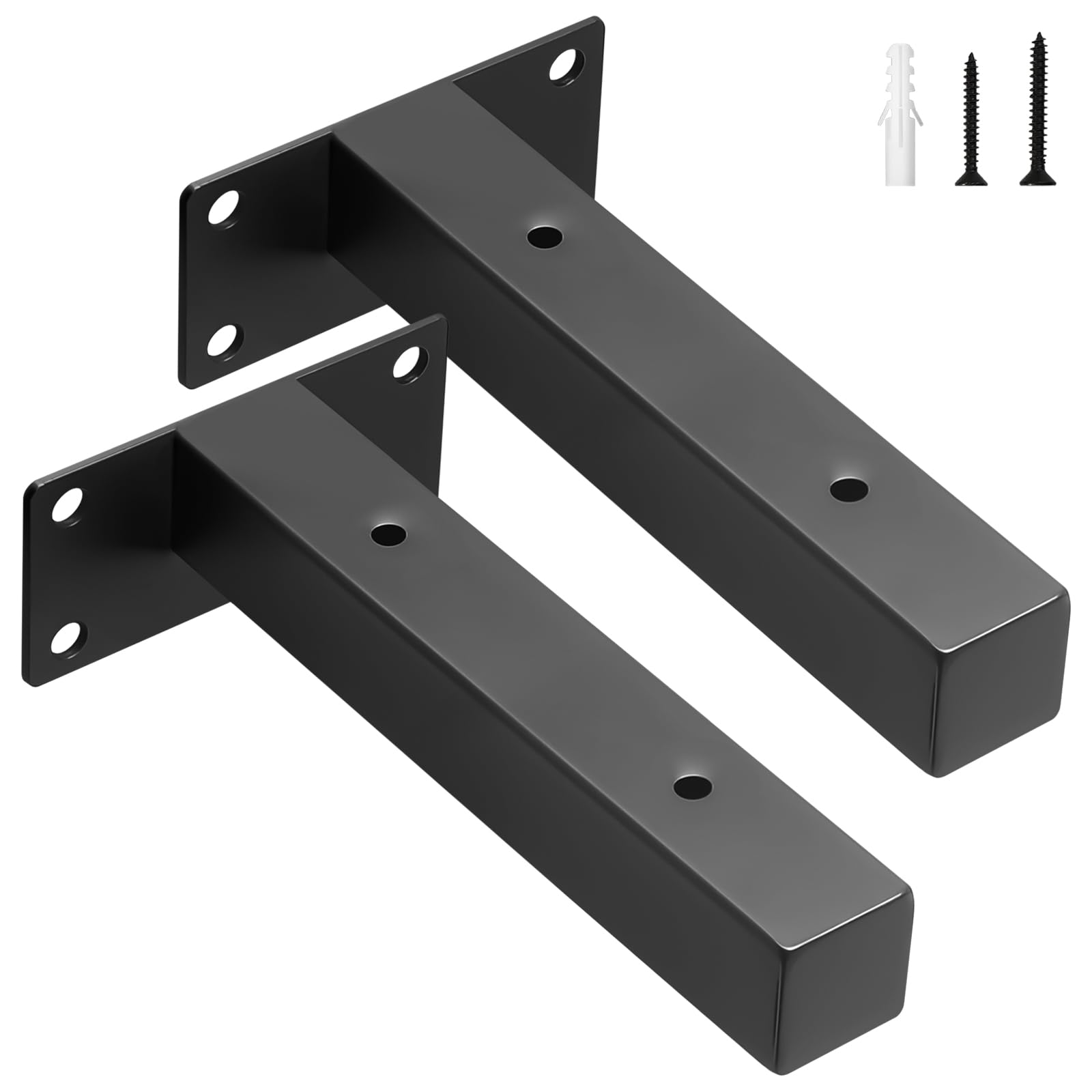 scicent 2 Pack Scaffold Board Shelf Brackets, 50KG Capacity, Hollow Design, Wall Brackets for Shelves (Black 15cm) โ image 1