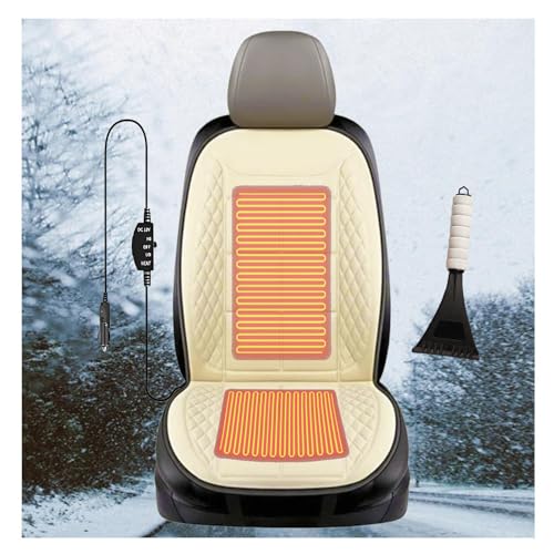 シートヒーター 車用 後付け, 3つの温度設定,10S 急速暖房一定温度 車 ブランケット, 取付簡単 冬のドライバーの友人への最高の贈り物, 雪かきスコップが付属,ベージュ-運転席