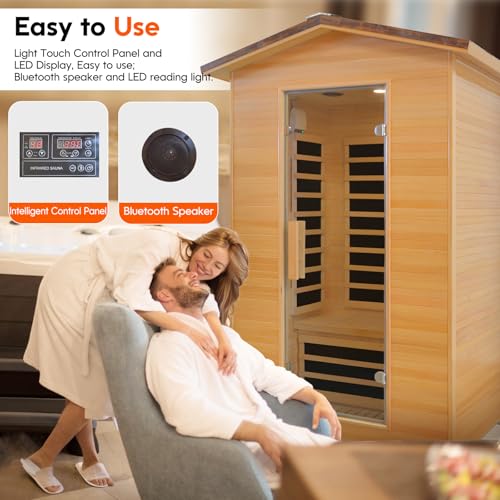 Image of Outdoor Sauna Far Infrared Saunas Dry Sauna Room 120V 20A Canadian Hemlock