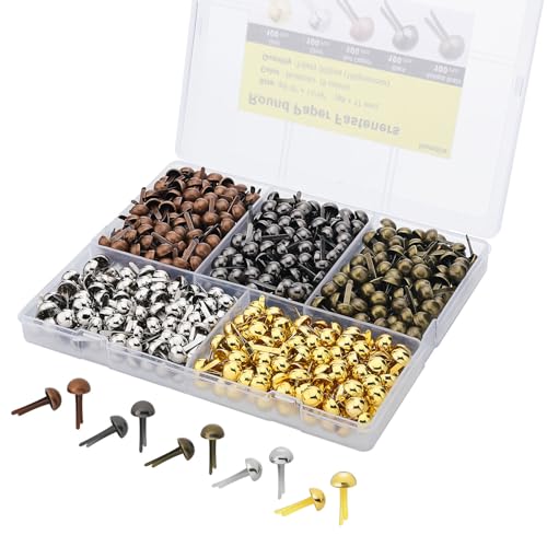 Brads for Paper Crafts 500pcs Multicolor Metal Paper Fasteners 8x17mm Fasteners for Crafts Paper Brads Round Head Fasteners Split Pin