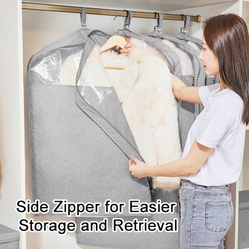 Durable Oxford Fabric Garment Bags, Breathable Garmet Bag, Three-Dimensional Design, Suit Bags with Transparent Window, for Suits, Jackets(Gray,35.4in/90cm)4