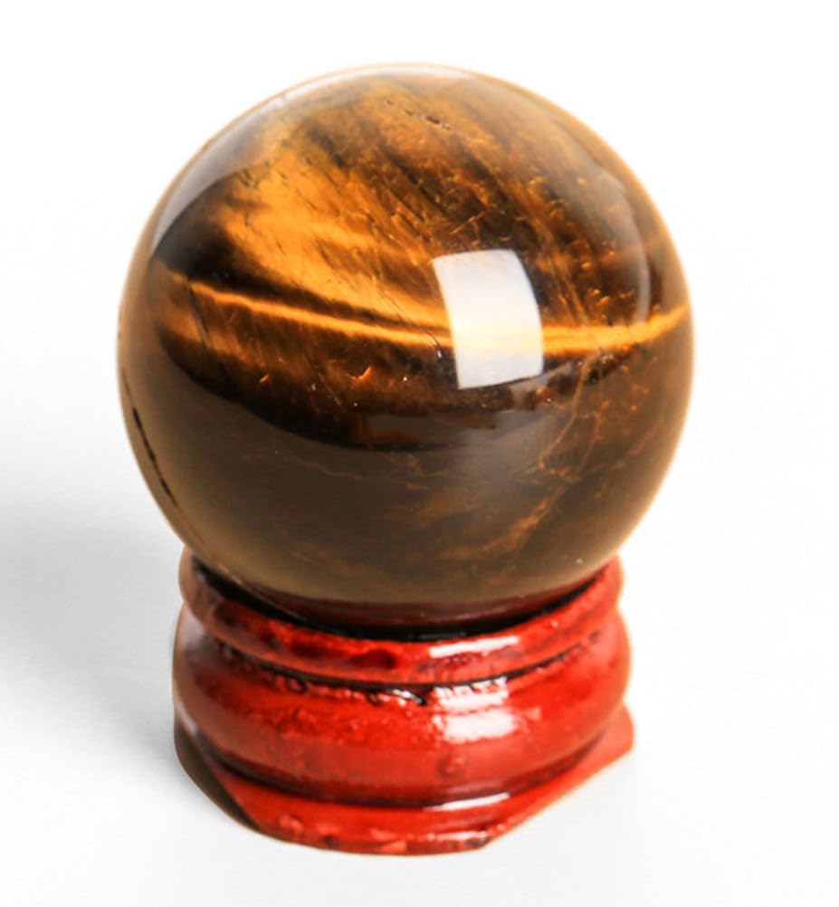 RVBLRDSE Home Decor Crystal Ball with Base, Tiger's Eye Gemstone Sphere,Feng Shui Divination for Living Bedroom Office Display,Festival Gift,2.36"(6cm) Gemstone Stone