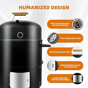 17123in1bbqsmokergrillbuiltinthermometerairventandaccessdoorsmultilayermeatsmokergrillwith3bamboohandlesideaforpartiesbackyardbbq Urban Country Home Decor 17 12 3 in 1 bbq smoker grill built in thermometer air vent and access doors multi layer meat smoker grill with 3 bamboo handles idea for parties backyard bbq urban country home decor