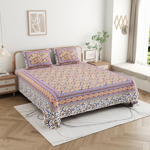 Image of Skin Friendly bedsheet Double Size Bed Cotton bedsheets for Double Size Bed, 1 Double Size bedsheet Cotton with Pillow Cover Set of 2 | 240 TC Soft Bed Sheet Double Size