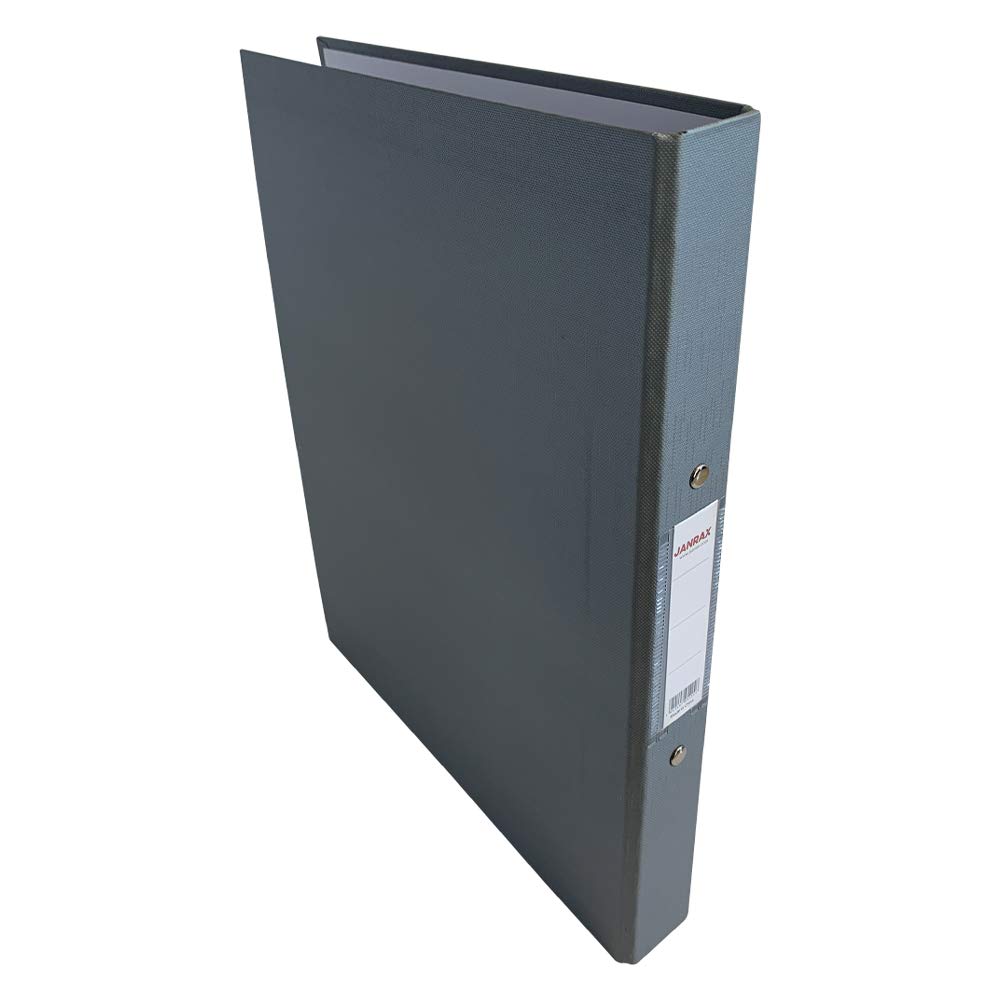 Janrax A4 Ring Binder Grey 25mm Capacity, 2 O-Ring File Folder, Paper Over Board Cover with Spine Label, Office Business Document Organiser
