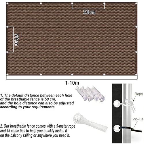 Cache Balcon pour Jardin et Terrasse Toile d'Intimité Marron Résistante - 8