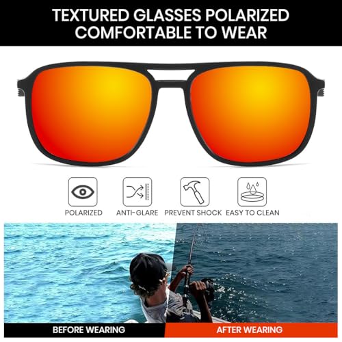 Image of PROBEROS Polarized Sunglasses for Men & Women Stylish, UV400 Protected, Full Rim Square Sunglasses with Case and Storage Bag