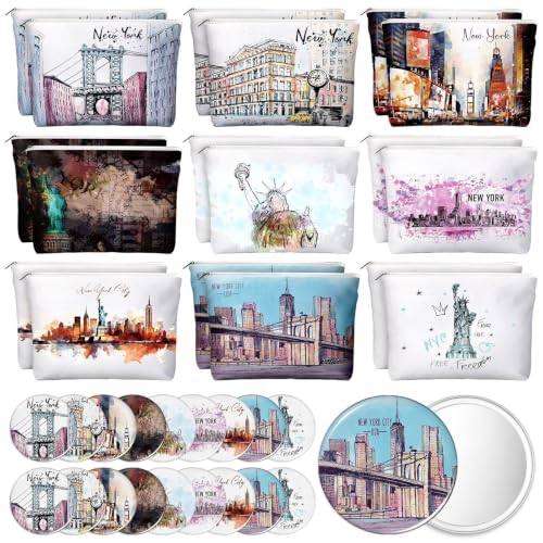 Bulyoou 36 Set New York Souvenirs Gifts Bulk City Cosmetic Bag Nyc Makeup Mirrors Souvenirs from USA...