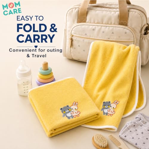 Image of MOM CARE Baby Kids Bath Towel 70x140 cm, Soft Microfiber, Quick Dry Yellow