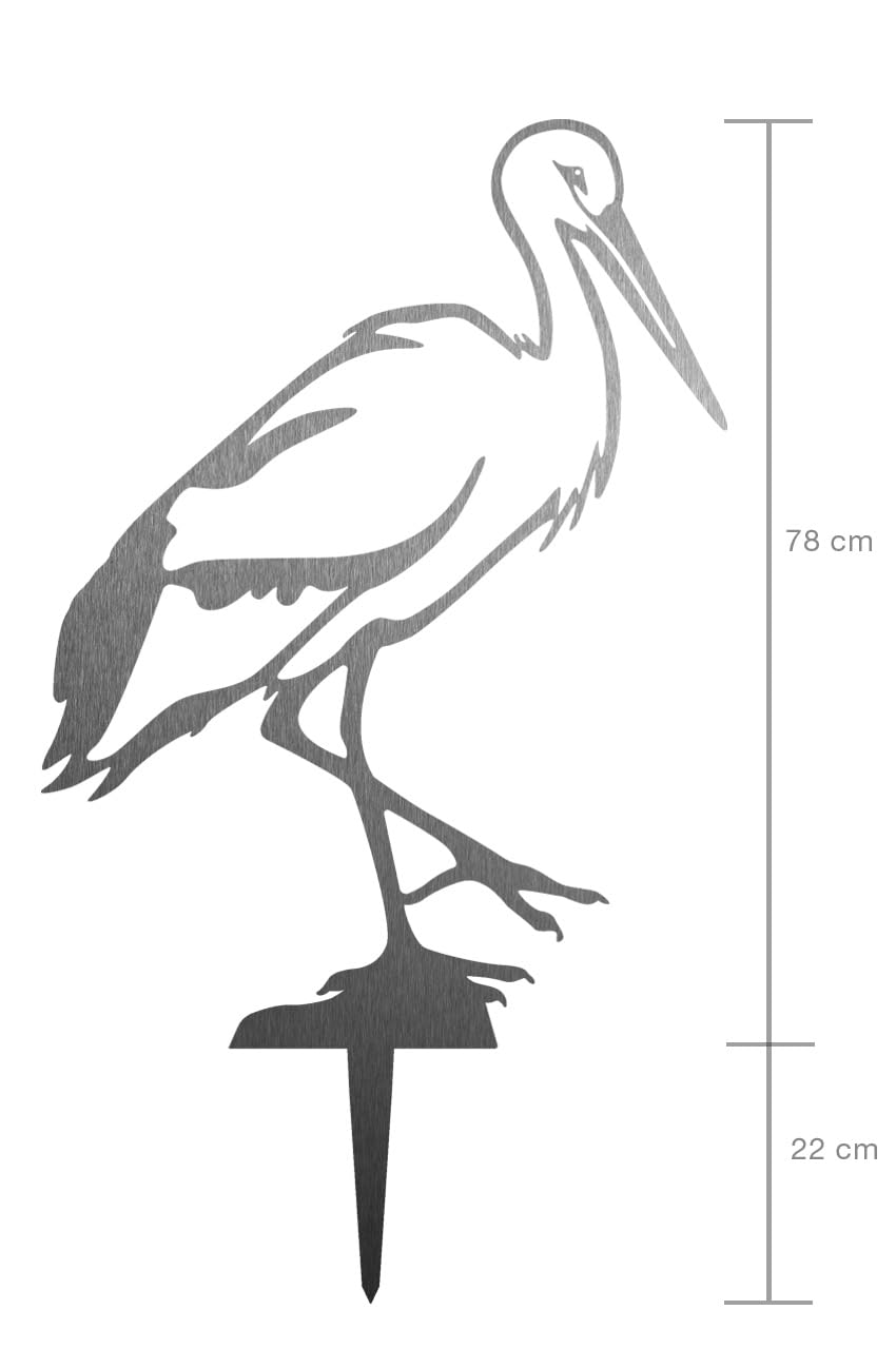 Illumino Klapperstorch Gartenstecker XXL – 78x57 Cm, Naturrost, Metall, Für Garten, Teich, Als Geburtsgeschenk