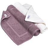 ブルーム 今治タオル 認定 バスマット 2枚セット レオン タオル地 42×67cm 乾燥機対応 洗える 衛生的 日本製 ホテル仕様 足拭きマット 綿100％ (ホワイト×アッシュパープル)