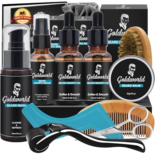 Kit de Cuidado de Barba para Hombres con Aceite, Cepillo y Peine