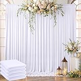 20ft x 10ft Wrinkle Free White Backdrop Curtain for Parties, 4 Panels Silk Polyester White Wedding Drapes for Backdrop 10 ft Photo Back Drop Fabric Cloth for Party Graduation Photography Background
