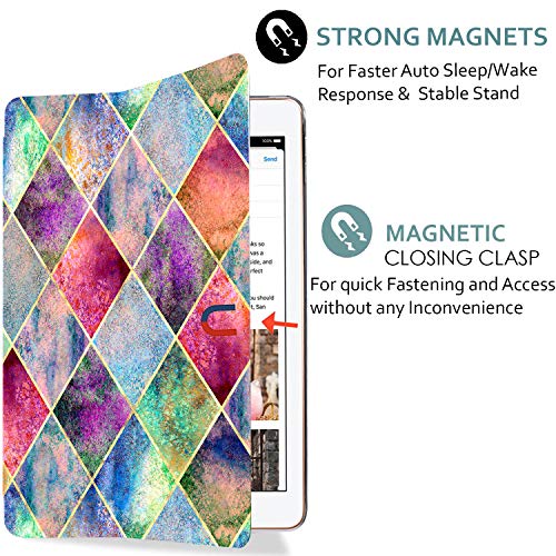 Image of DuraSafe Cases for iPad PRO 12.9 3 [ 3rd Generation 2018 ] A1876 A2014 MTHN2HN /A MTHU2HN /A MTEL2HN /A MTEM2HN /A Trifold Printed PC Lightweight Protective Clear Back Cover - Diamond Grid