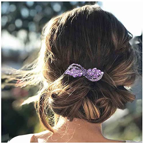 Yheakne - Barrette à cheveux en strass violet pour mariage - Accessoire brillant et décoratif de cheveux pour femme et fille - Violet Cover