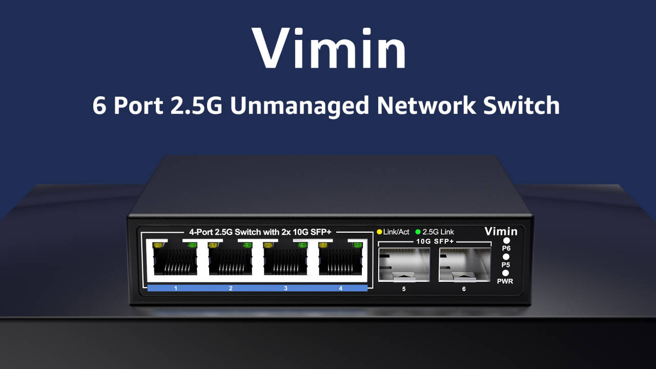 Amazon.com: 6 Port 2.5G Unmanaged Network Switch, VIMIN 4X 2.5