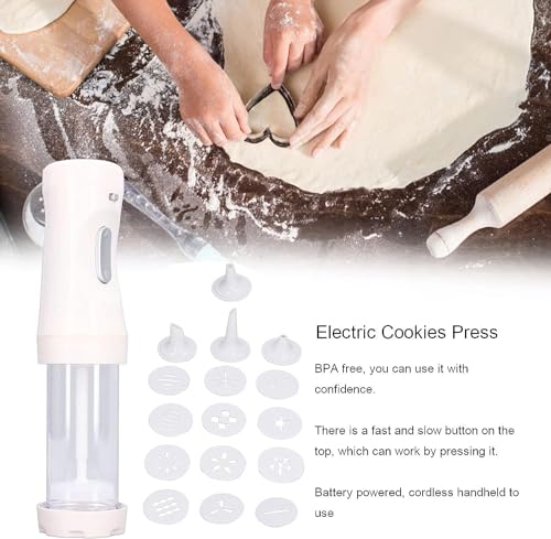 Pistolet à biscuits électrique – Ensemble de 12 disques et 4 embouts de glaçage pour pâtisserie et décoration de cookies
