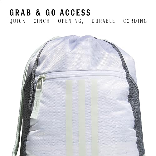 Image of adidas Alliance Sackpack - Drawstring Backpack for Sports, Small Gym, Two Tone White-clear Onix /Linen Green /2, One Size, Alliance Sackpack - Drawstring Backpack Small Bag for Men and Women