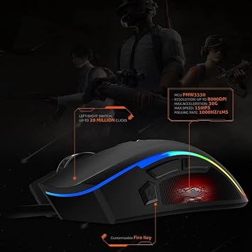 Meetion | G3330 | Siyah | Hera Gaming Mouse | RGB Aydınlatma | 8000 DPI