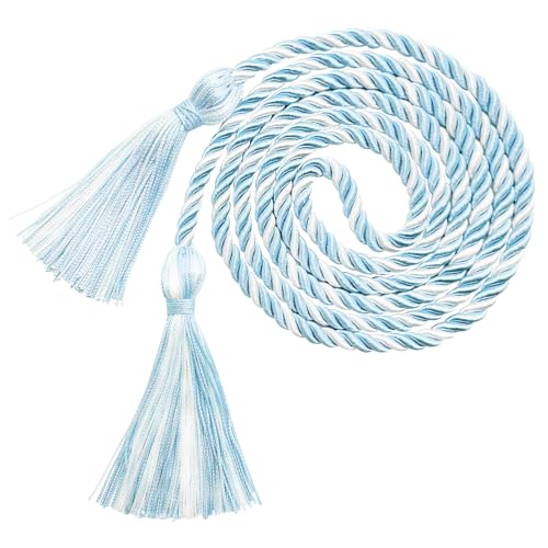 Image of Graduation Honor Cords Light Blue and White Graduation Cords with Tassels, 67 inch Long for Graduation Students