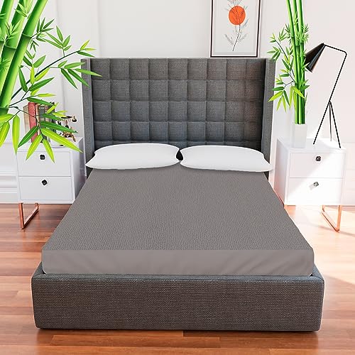 Image of AVI 100% Waterproof Premium Cotton Terry Bed Mattress Protector King Size 78x72 inch | Breathable Washable Elastic Fitted Mattresses Cover for King Size Bed (6.5x6 feet, Grey - Fit On 2-10 Inch)