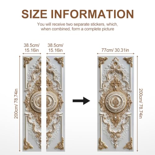Image of Baroque Gold Door Mural Peel and Stick, 30x79 in Removable