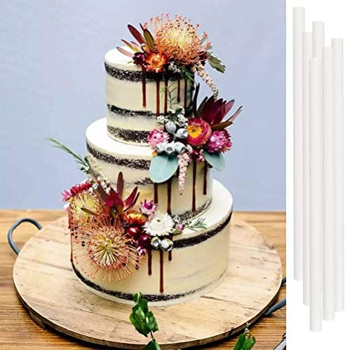 Image of 10 pcs Plastic Cake Dowel Rod White Cake Dowel Rods, Tiered Cake Construction Rods, Cake Stacking Supporting Rods, 0.4 Inch Diameter, 9.5 Inch Length