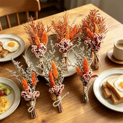 6Pcs Mini Ramo de Flores Secas para Decoración DIY miniatura 6