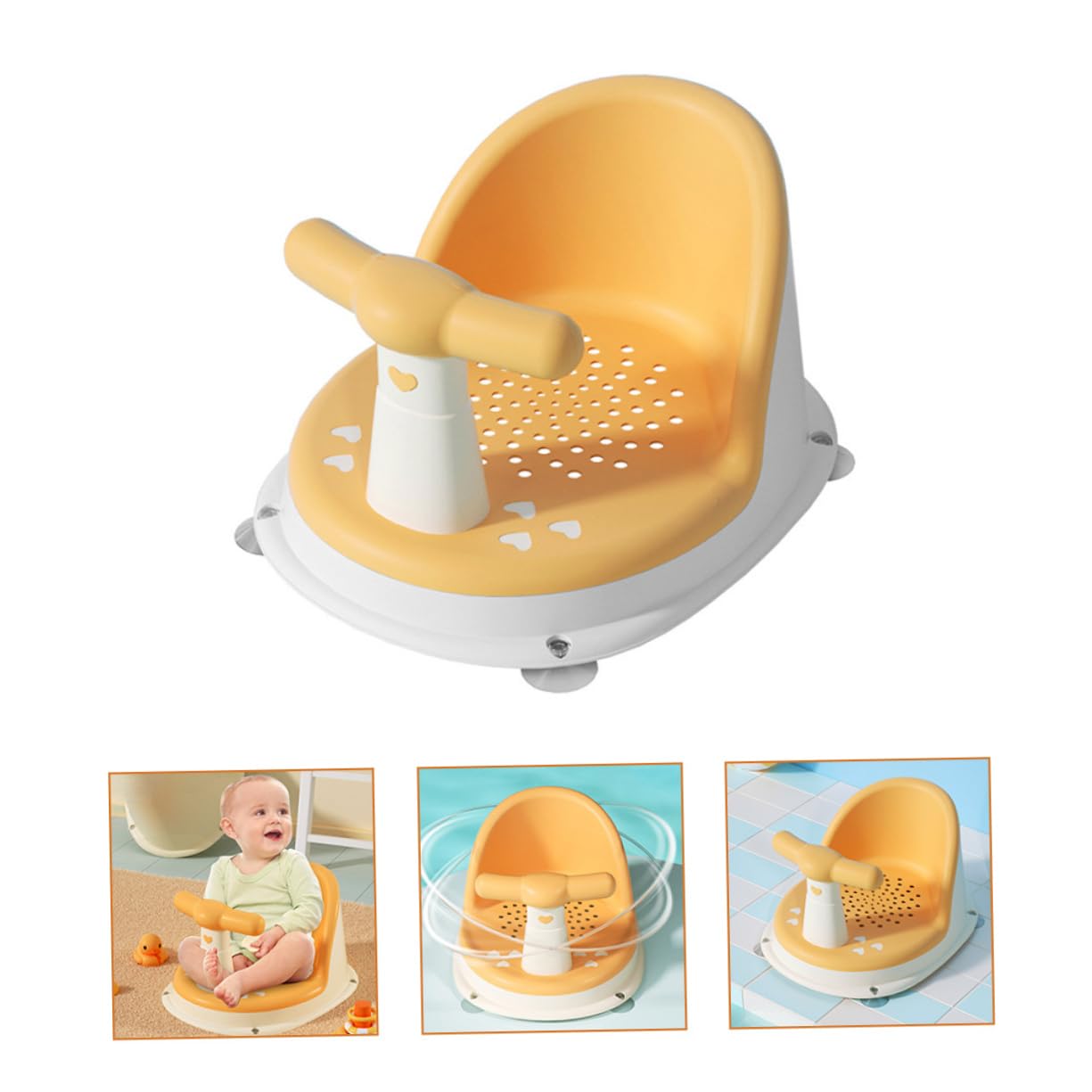 Asiento de Baño para Bebés de 12 Meses Soporte Antideslizante y Diseño Compacto en Pp y Tpe Adecuado Hora del Baño y Juegos Seguros