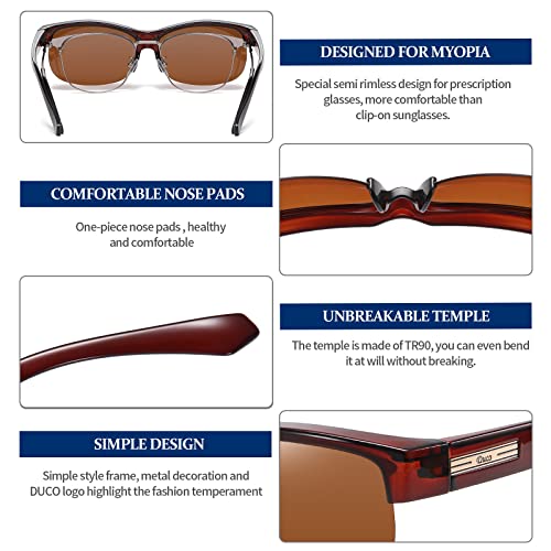 Image of DUCO Polarized Fitover Sunglasses UV400 Protection & HD for Unisex 8960