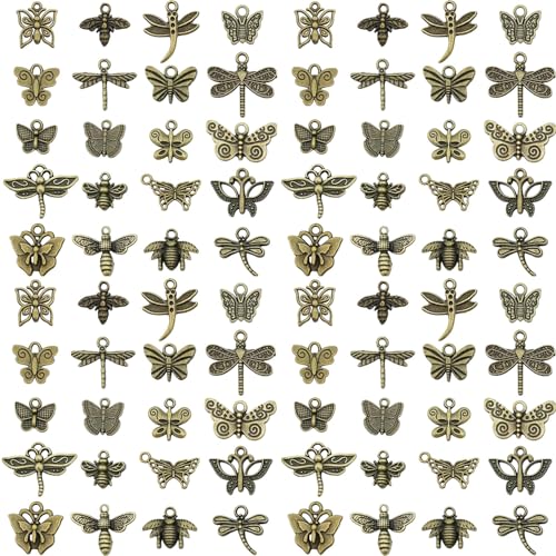 Youdiyla 100pcs Craft Supplies Mixed Butterfly Dragonfly Bee inse...