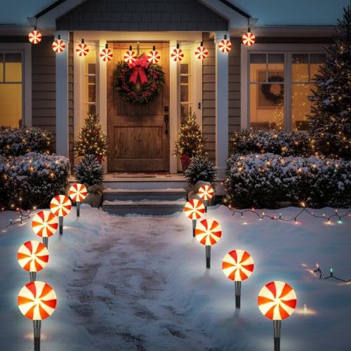 Mrsenloi Christmas Lollipop Pathway Lights, 10 Pack, Red White - image 4