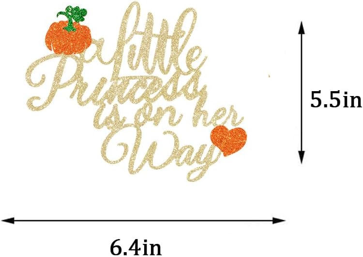 A Little Pumpkin is on Her Way Cake Topper Decorations Gold Glitter Fall Pumpkin Halloween October Baby Shower for Baby Girl Thanksgiving Party 1Pcs