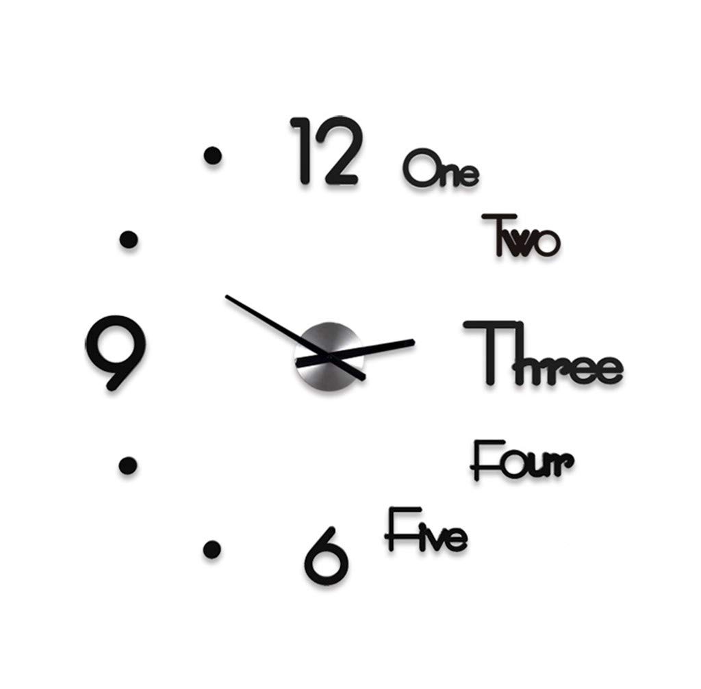 Horloge murale sans cadre et autocollants 3D pour une installation simple sans clouage