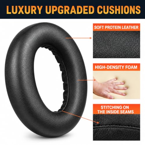 Image of Mizi Replacement Earpads Compatible with Bose QuietComfort Ultra Gen 1 & Gen 2 Wireless Headphones, Premium Protein Leather Ear Cushions High-Density Memory Foam for Noise Isolation & Comfort - Black