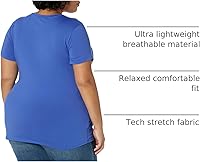 Vista 28 de Yaxa Essentials Camiseta de manga corta con cuello redondo para mujer, de secado rápido, para entrenamiento, gimnasio, paquete múltiple Tinte