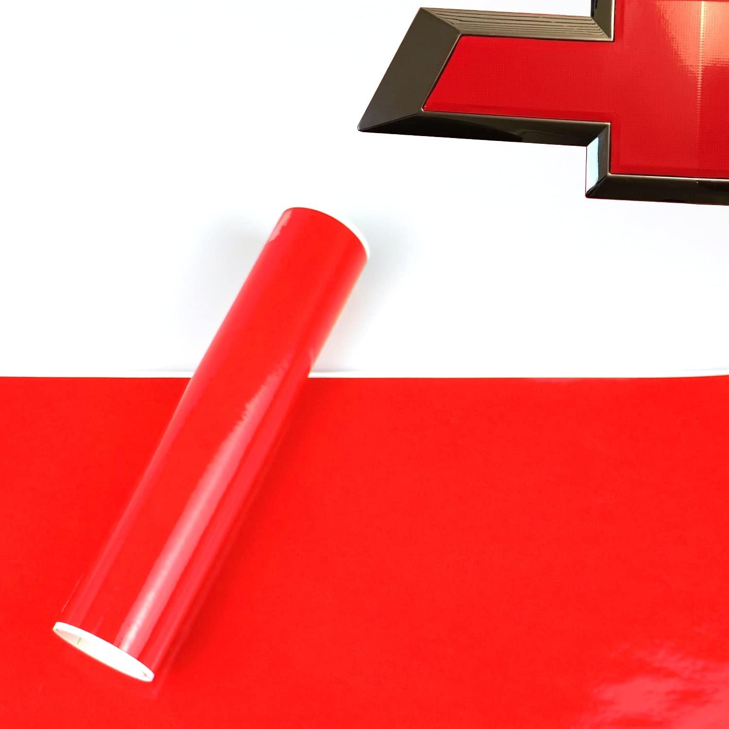 2 pcs Vinyl Sheets to Overlay and Cut for Chevy Bowtie Emblems Grill & Rear (red)
